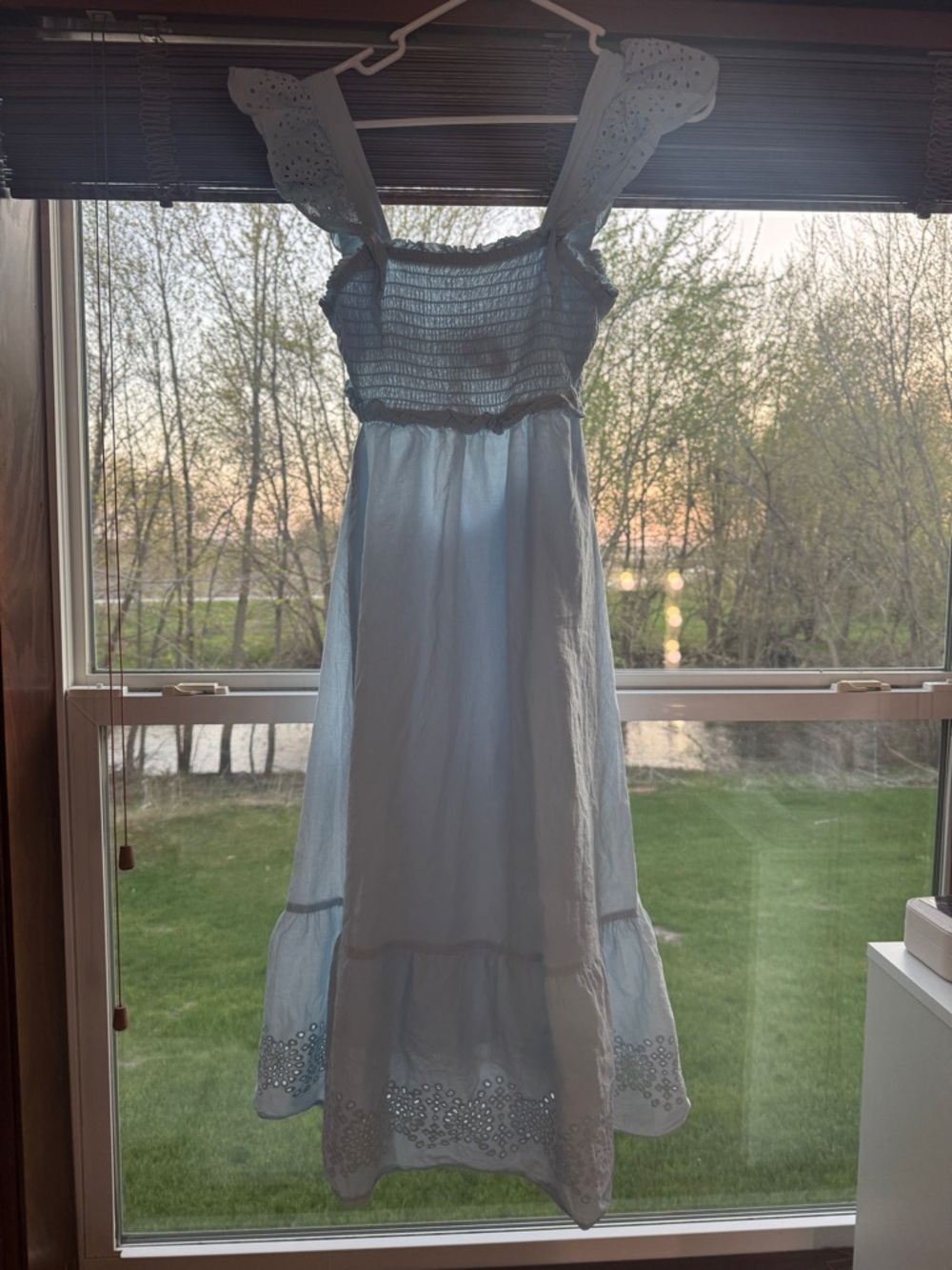 LC Lauren Conrad Light Blue Eyelet Midi Dress